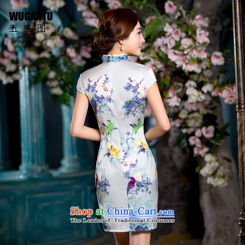 The five senses Figure Sau San sexy cheongsam dress 2015 New China Wind Flower pattern of ethnic dress WGT178 picture color L, five-sense figure (WUGANTU) , , , shopping on the Internet