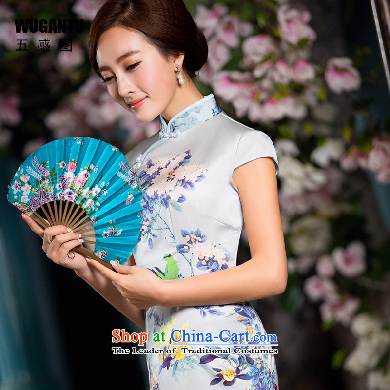 The five senses Figure Sau San sexy cheongsam dress 2015 New China Wind Flower pattern of ethnic dress WGT178 picture color L, five-sense figure (WUGANTU) , , , shopping on the Internet