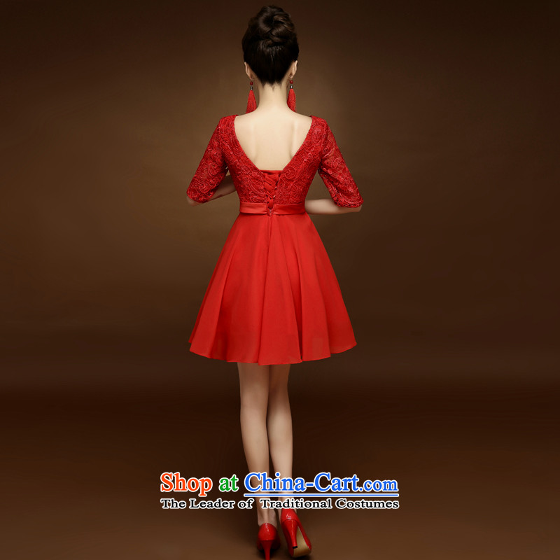 The privilege of serving-leung 2015 new lace qipao short of the summer and fall of marriages with red Chinese red dress uniform bows M honor services-leung , , , shopping on the Internet