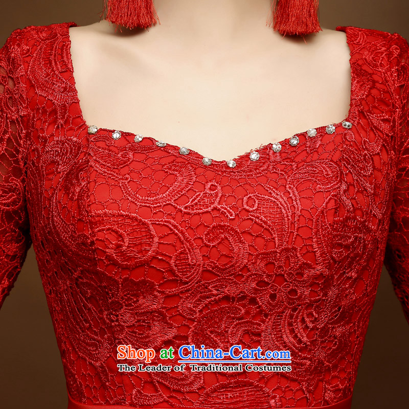The privilege of serving-leung 2015 new lace qipao short of the summer and fall of marriages with red Chinese red dress uniform bows M honor services-leung , , , shopping on the Internet