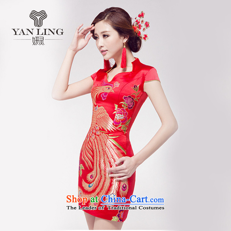 Marriages female qipao wedding dresses red short of Chinese improved services embroidery retro qipao bows M, Charlene Choi spirit has been pressed shopping on the Internet