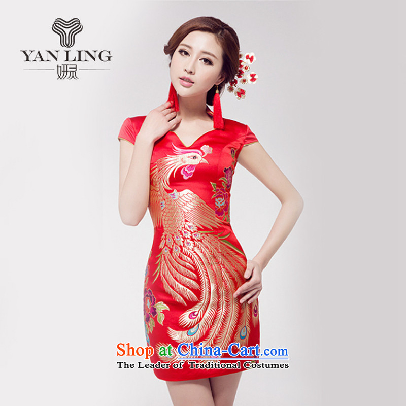Marriages female qipao wedding dresses red short of Chinese improved services embroidery retro qipao bows M, Charlene Choi spirit has been pressed shopping on the Internet