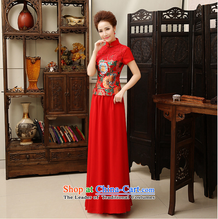 The cheongsam dress 2015 autumn and winter new bride bows to lace short-sleeved chiffon skirt elegant Chinese red marriage retro dress skirt the door to red XXL picture, prices, brand platters! The elections are supplied in the national character of distribution, so action, buy now enjoy more preferential! As soon as possible.