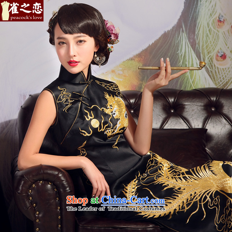 Love of birds 2015 new cheongsam summer heavyweight silk cheongsam dress manually suzhou embroidery disc Fairview extension qipao black - 20 days pre-sale is made up of the love of birds, L, , , , shopping on the Internet