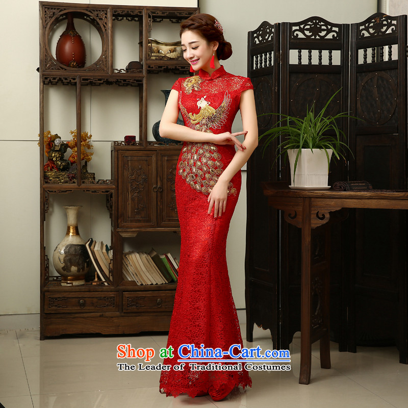 The knot true love evening dresses new spring 2015 Korean brides bows serving long tail of Sau San Red Dress summer qipao marriage red S Chengjia True Love , , , shopping on the Internet