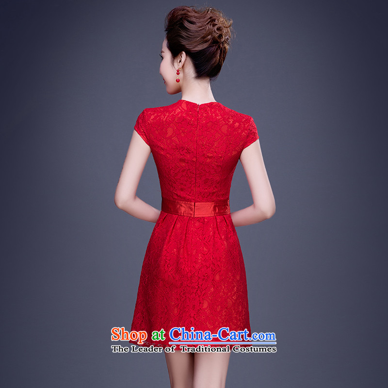 The knot true love bride bows services 2015 Spring New wedding dresses red lace short of Qipao Summer Wedding dress female red sleeveless L, Chengjia True Love , , , shopping on the Internet