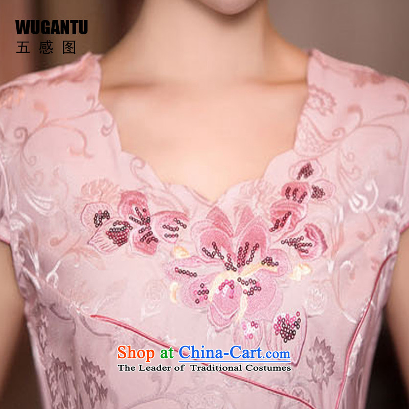 The five senses Figure Sau San embroidery on chip cheongsam dress 2015 New China wind of ethnic women's dresses WGT194 picture color XL, five-sense figure (WUGANTU) , , , shopping on the Internet
