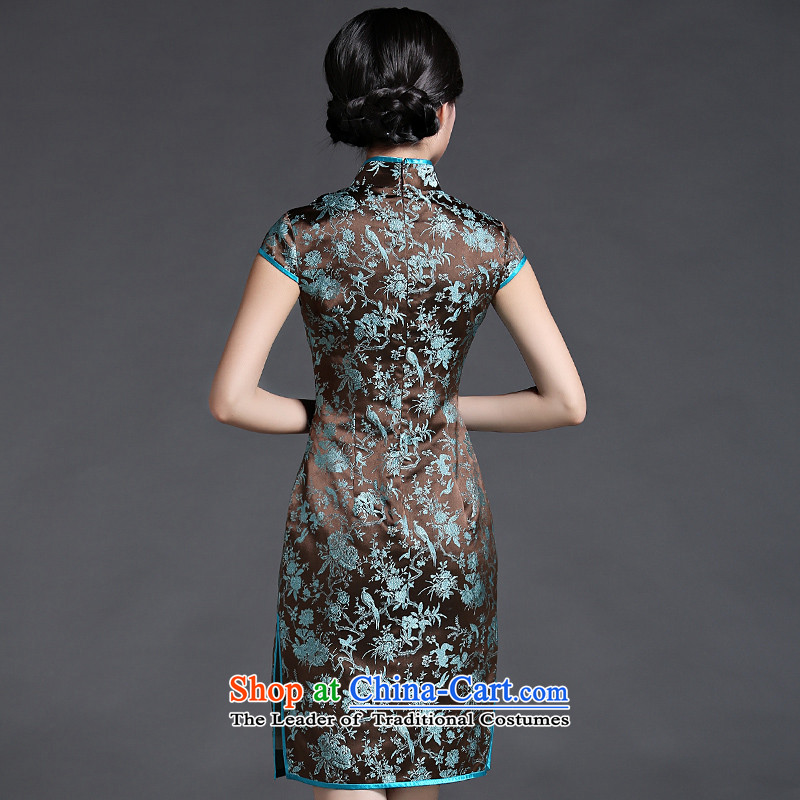 Chinese classic 2015 spring and summer-load new nobility damask short-sleeve shoulder even cheongsam dress short of retro abounds improved M, China Ethnic Classic (HUAZUJINGDIAN) , , , shopping on the Internet
