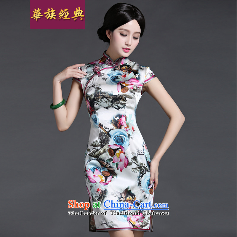 The Republic of Korea and stylish classic ethnic Chinese Summer Silk Cheongsam Ms. herbs extract everyday dress short of improved retro suit China S Classic (HUAZUJINGDIAN Serb) , , , shopping on the Internet