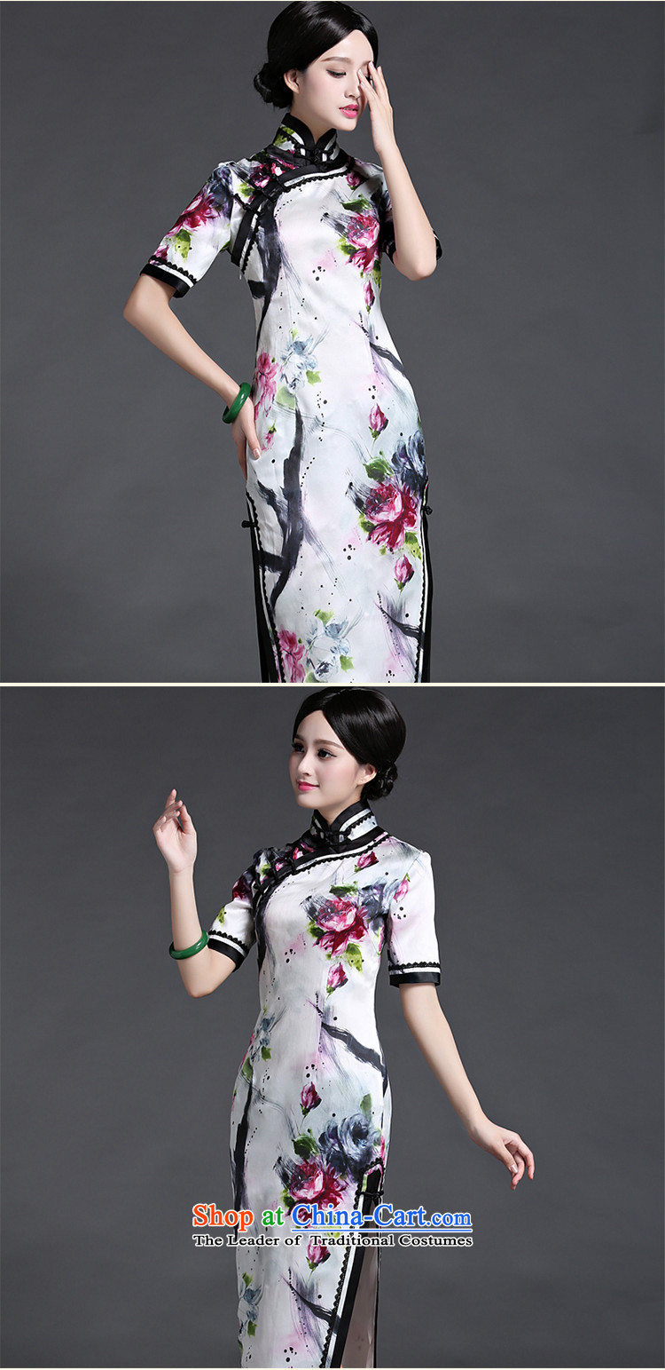 Chinese New Year 2015 classic ethnic Chinese Silk Cheongsam Ms. long skirt the spring and summer load improved elegant floral S pictures, daily price, brand platters! The elections are supplied in the national character of distribution, so action, buy now enjoy more preferential! As soon as possible.