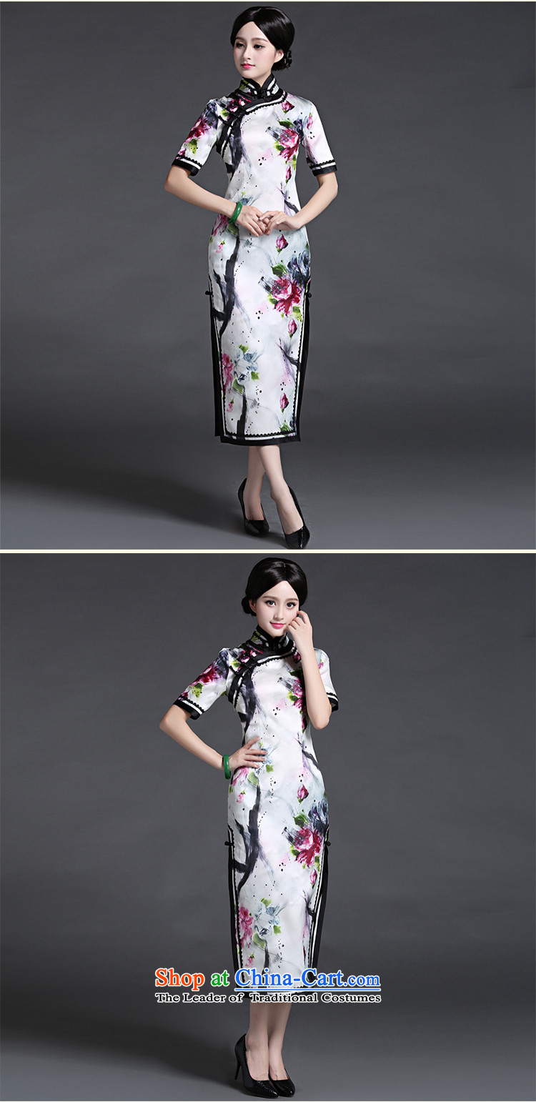 Chinese New Year 2015 classic ethnic Chinese Silk Cheongsam Ms. long skirt the spring and summer load improved elegant floral S pictures, daily price, brand platters! The elections are supplied in the national character of distribution, so action, buy now enjoy more preferential! As soon as possible.