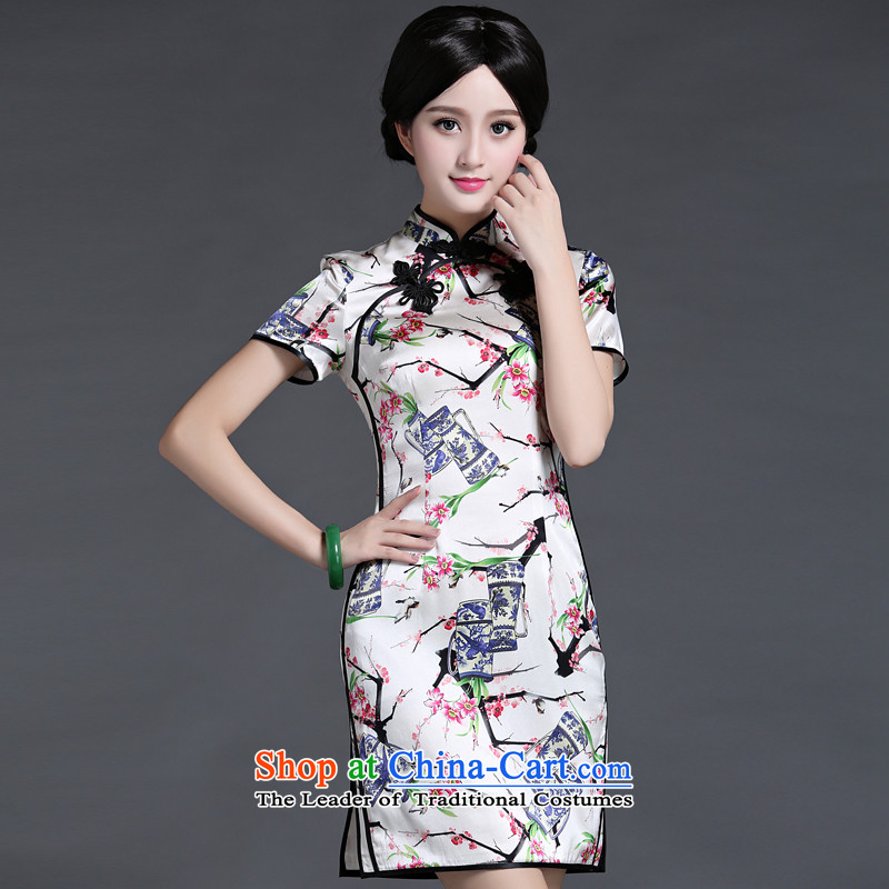 Chinese New Year 2015 classic ethnic summer heavyweight silk Ms. herbs extract routine cheongsam dress suit XXL, improved graphics thin China Ethnic Classic (HUAZUJINGDIAN) , , , shopping on the Internet