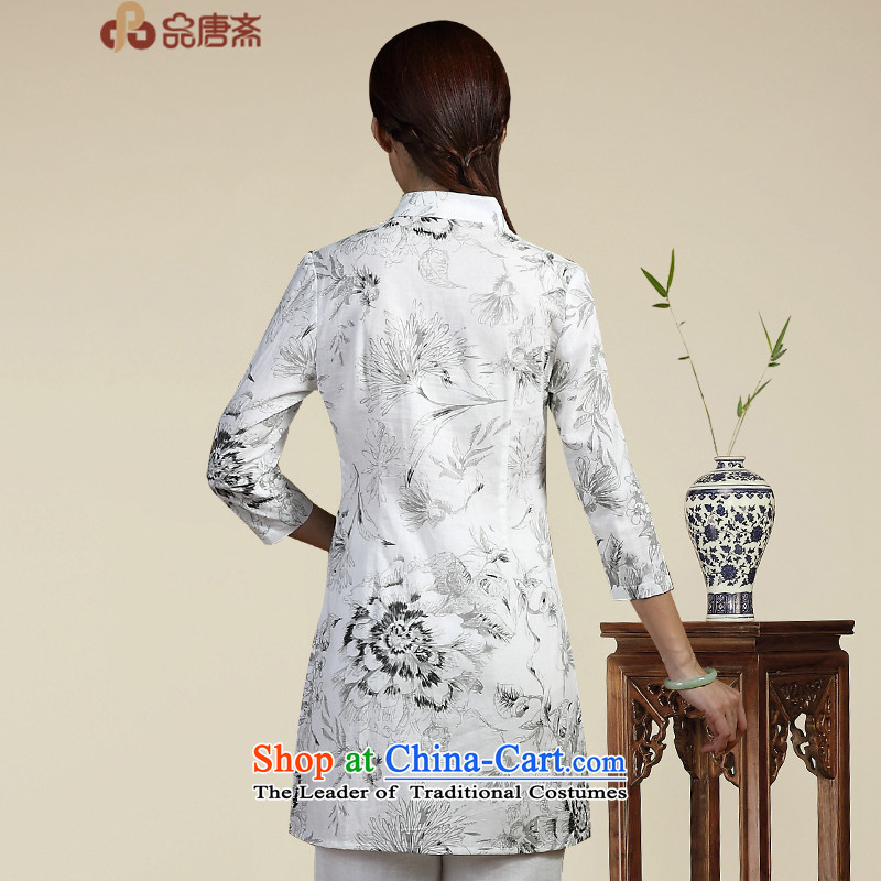 No. of Ramadan new fall short of ethnic in long Tang Women's clothes cotton linen white T-shirt , L, products qipao Tang Ramadan , , , shopping on the Internet