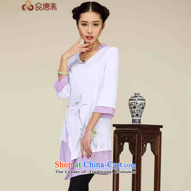 Products in the Ramadan long Tang Ethnic retro Tang dynasty blouses White?M