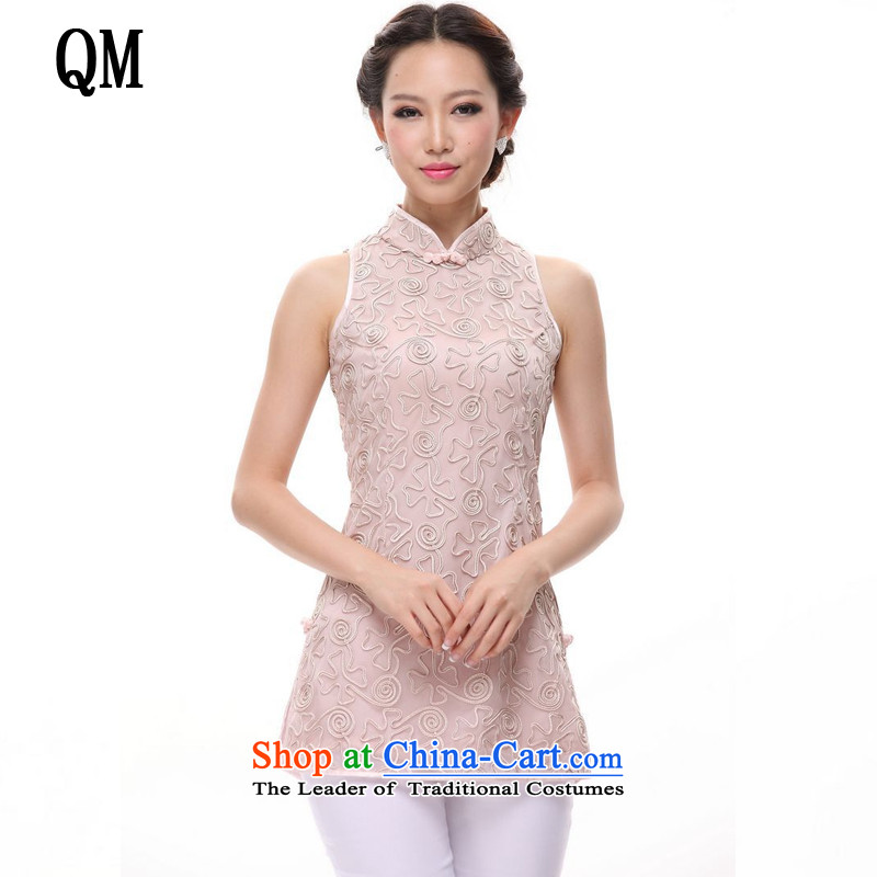 At the end of the Summer QM_ LIGHT _sepia Tang Dynasty Chinese qipao_ Plate flower Tang blouses?XWG1207-8?pink?S