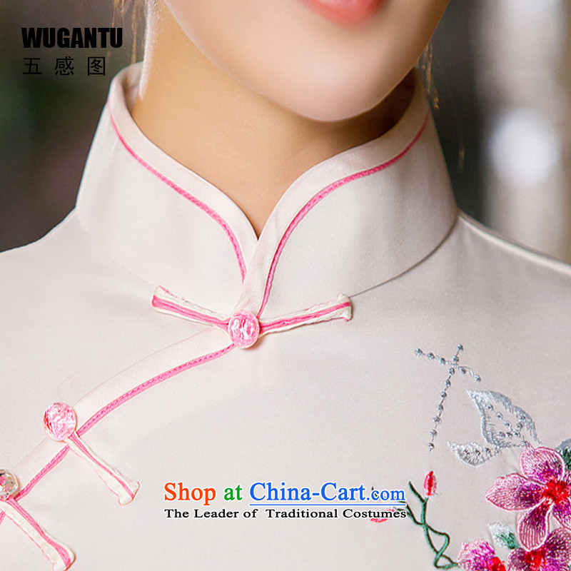 The five senses the spring and summer 2015 figure new cheongsam China wind women's daily fashion improved Silk Cheongsam short skirt WGT173 picture color M Five-sense figure (WUGANTU) , , , shopping on the Internet
