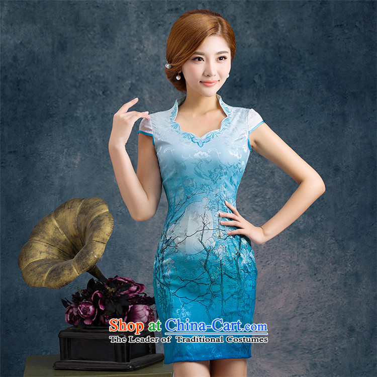 The five senses Figure Sau San sexy short qipao orchid dresses 2015 New China wind ethnic gradient WGT60049 BLUE XXL picture, prices, brand platters! The elections are supplied in the national character of distribution, so action, buy now enjoy more preferential! As soon as possible.