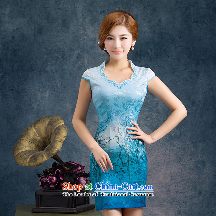 The five senses Figure Sau San sexy short qipao orchid dresses 2015 New China wind ethnic gradient WGT60049 BLUE XXL picture, prices, brand platters! The elections are supplied in the national character of distribution, so action, buy now enjoy more preferential! As soon as possible.