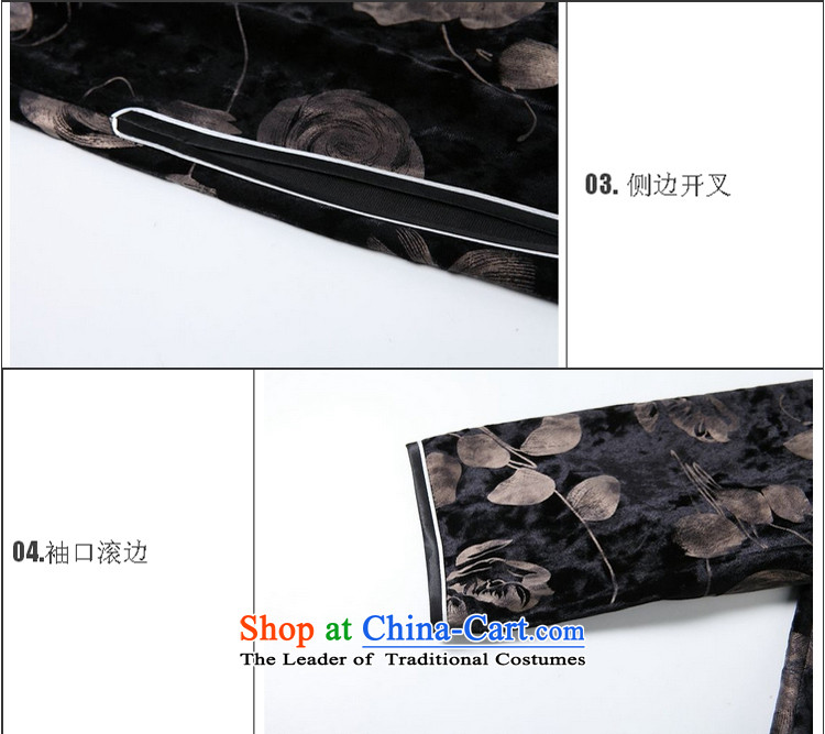 At the end of light and stylish retro stamp improved 7 cuff short qipao XWG141003 velvet black XXL picture, prices, brand platters! The elections are supplied in the national character of distribution, so action, buy now enjoy more preferential! As soon as possible.