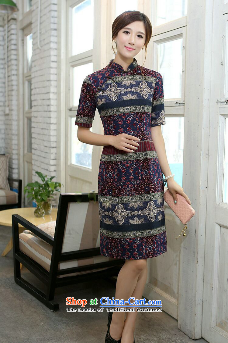 Figure for summer flowers women improved collar in the middle and long-sleeved cotton linen word manually detained qipao cheongsam dress classical spell color color pictures, Spell Checker XL price, brand platters! The elections are supplied in the national character of distribution, so action, buy now enjoy more preferential! As soon as possible.