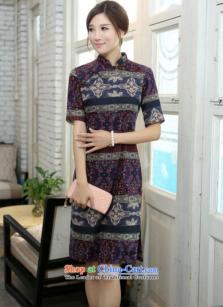 Dan smoke summer women improved collar in the middle and long-sleeved cotton linen word manually detained qipao cheongsam dress classical spell color as shown in the color pictures, prices, 2XL brand platters! The elections are supplied in the national character of distribution, so action, buy now enjoy more preferential! As soon as possible.