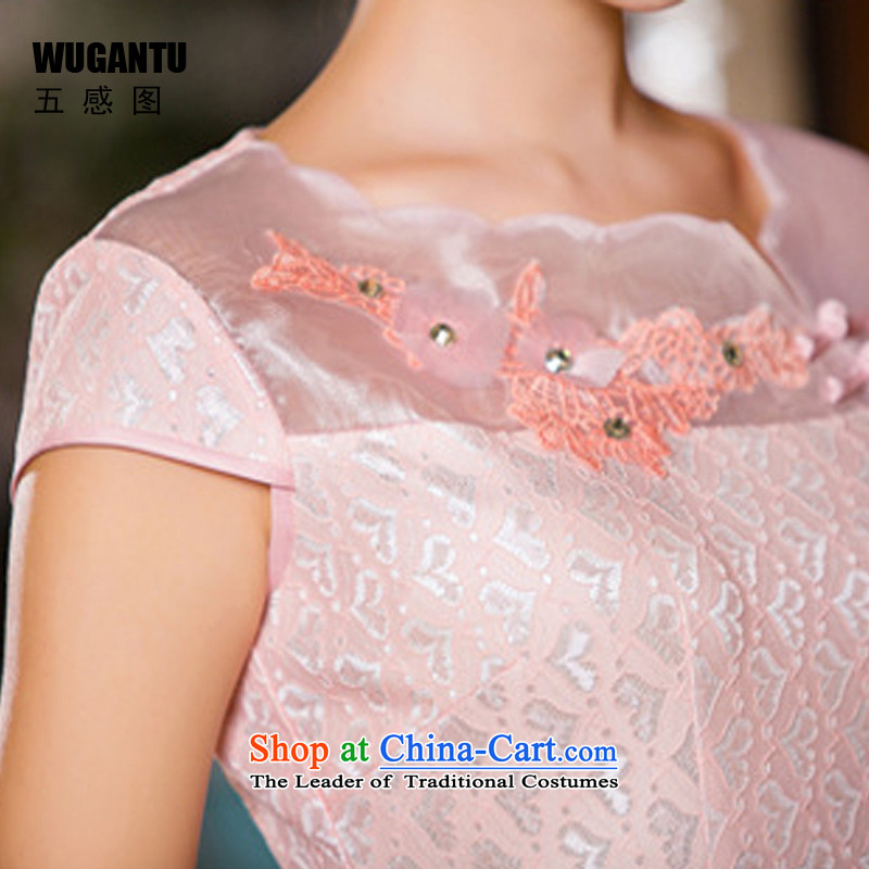 The five senses figure of daily new summer 2015 stylish lace short qipao Sau San dresses Female dress WGT163 picture color 163 XXL, Five-sense (WUGANTU) , , , shopping on the Internet