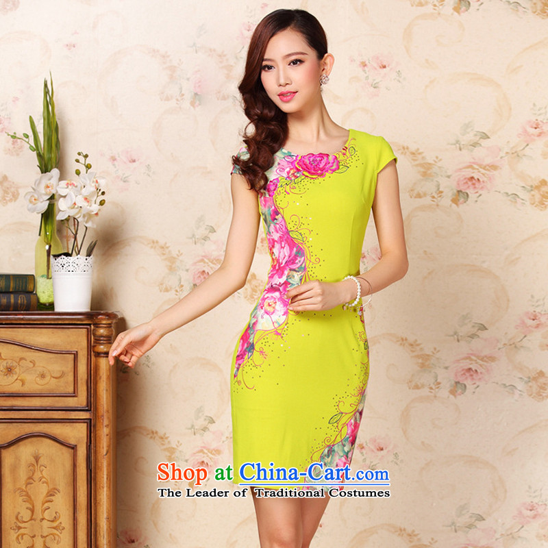 The end of the summer, improvement of light and stylish stereo embroidery no forklift truck daily short skirt XWG335 qipao map color light at the end of S, shopping on the Internet has been pressed.