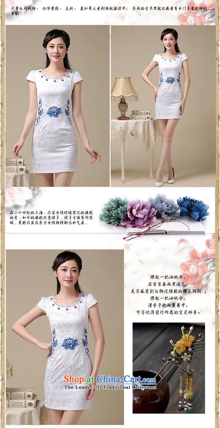 The 2015 summer-jae on new retro short-sleeved round-neck collar improvement package and stylish embroidery Sau San Tong JAYT-50 load blue qipao XL Photo, prices, brand platters! The elections are supplied in the national character of distribution, so action, buy now enjoy more preferential! As soon as possible.
