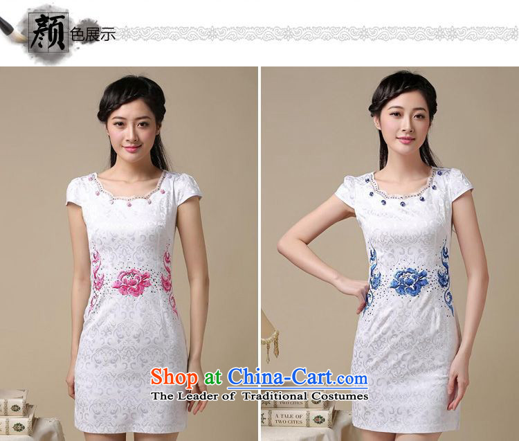 The 2015 summer-jae on new retro short-sleeved round-neck collar improvement package and stylish embroidery Sau San Tong JAYT-50 load blue qipao XL Photo, prices, brand platters! The elections are supplied in the national character of distribution, so action, buy now enjoy more preferential! As soon as possible.