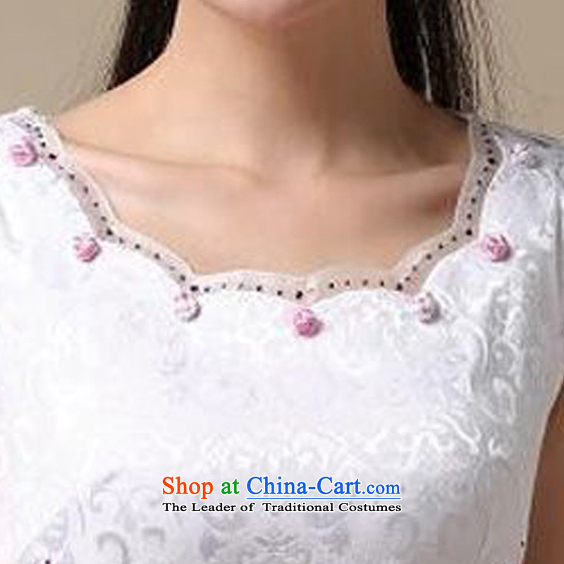 The 2015 summer-jae on new retro short-sleeved round-neck collar improvement package and stylish embroidery Sau San Tong JAYT-50 load blue qipao XL, Tsz ink has been pressed shopping on the Internet