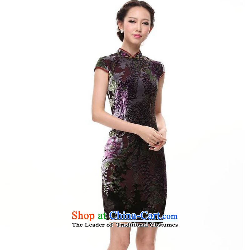 The end of the light of improved silk retro style large sauna silk cheongsam dress XWG082-3 mother figure at the end of non-XL, Color , , , shopping on the Internet
