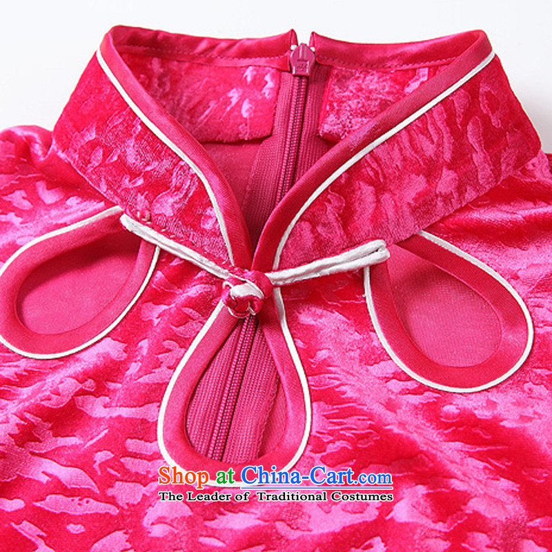 End expiratory pressure very stylish retro in improved Flower Sleeve velvet short qipao  XWG141002 red light at the end of XL, , , , shopping on the Internet