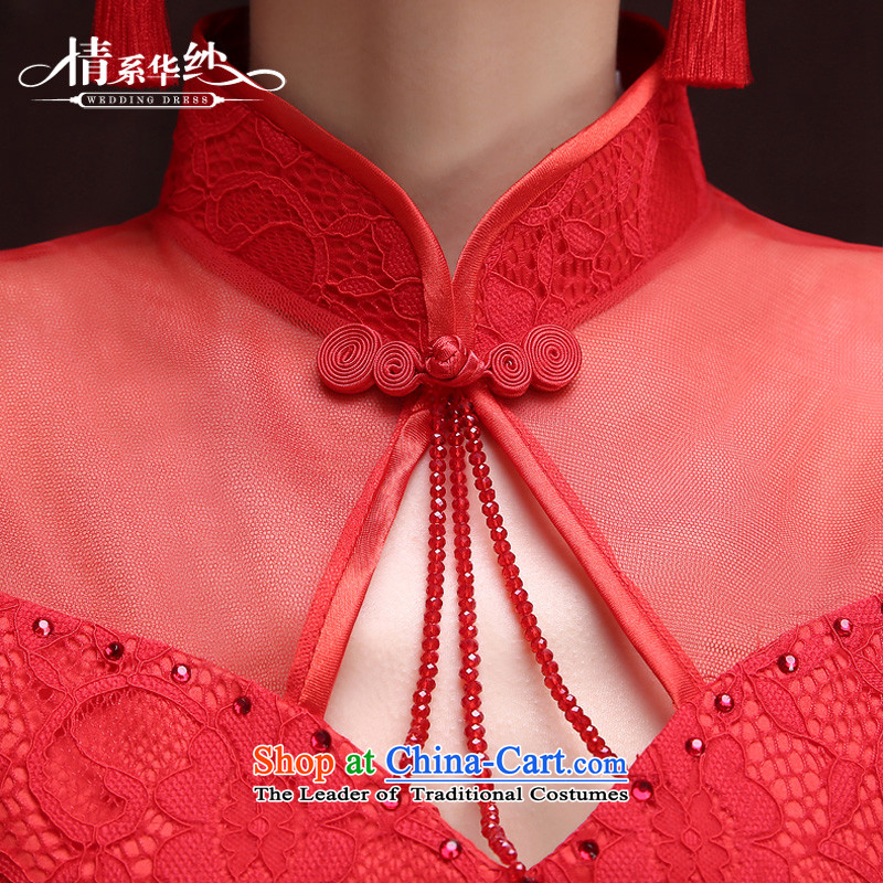 Qing Hua yarn bows services 2015 new brides fall and winter marriage crowsfoot long lace bridesmaid service banquet dinner dress uniform female Red Sau San bows to size does not allow, the feelings of Chinese yarn , , , shopping on the Internet