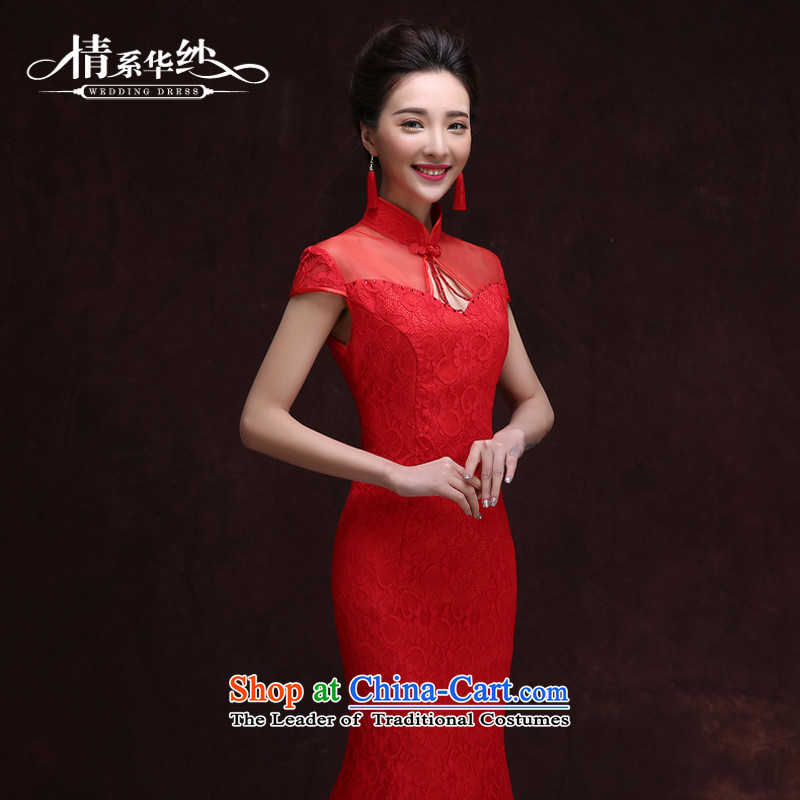 Qing Hua yarn bows services 2015 new brides fall and winter marriage crowsfoot long lace bridesmaid service banquet dinner dress uniform female Red Sau San bows to size does not allow, the feelings of Chinese yarn , , , shopping on the Internet