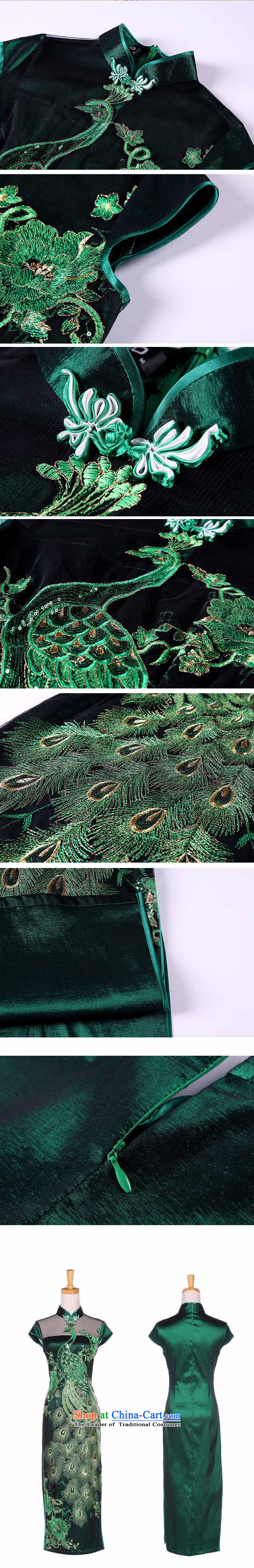 At the end of the autumn and winter 2015 very new modern embroidery gauze improved on-chip banquet long qipao  XWG13-6099 Paock Green M picture, prices, brand platters! The elections are supplied in the national character of distribution, so action, buy now enjoy more preferential! As soon as possible.
