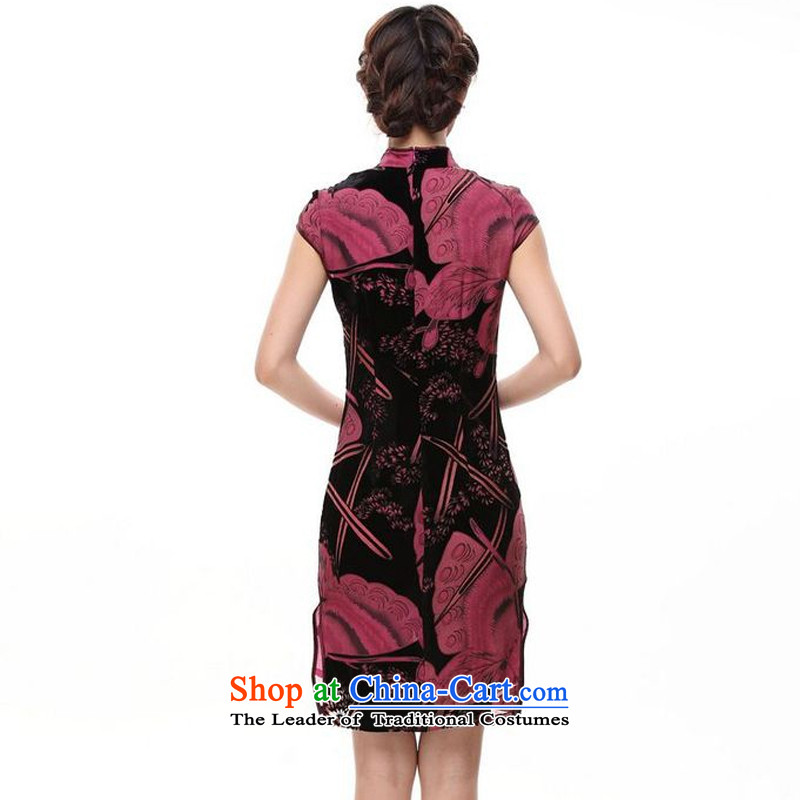 At the end of the spring and summer months retro light Silk Cheongsam herbs extract red marriages bows dress  XWG083-1 map color light at the end of M , , , shopping on the Internet