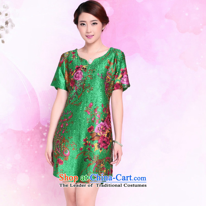 Forest Narcissus Summer 2015 on a new liberal silk creases in MOM older style blouses XYY-1283?XXXXL green