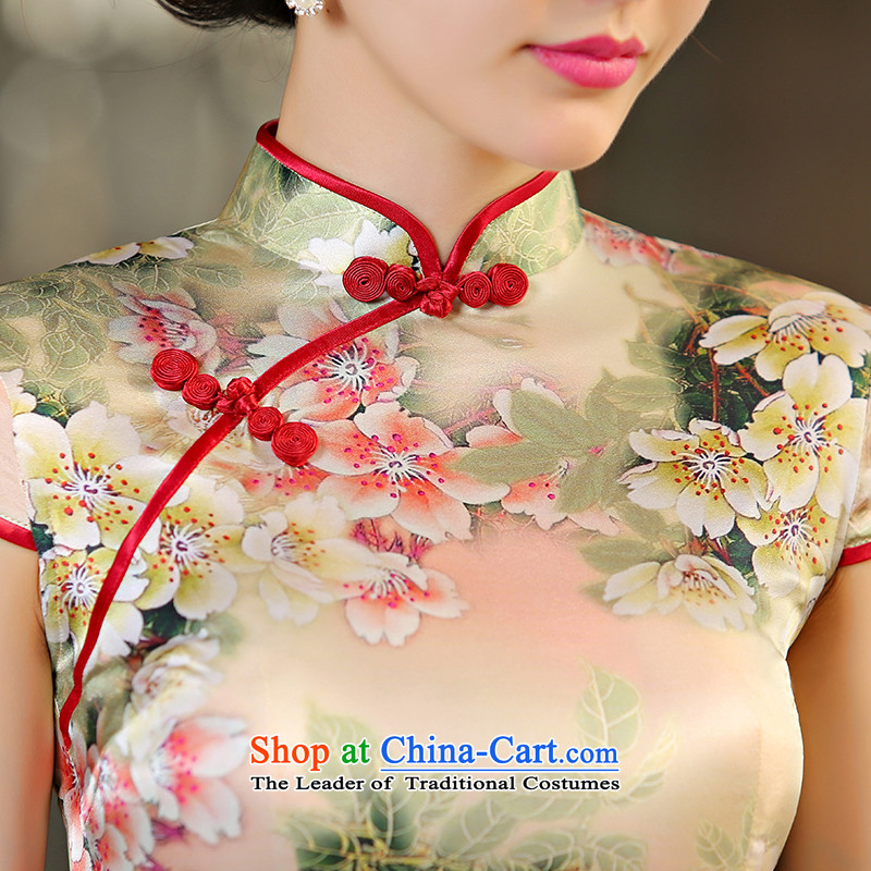 The cheer her curtain meng 2015 New Silk Cheongsam cheongsam dress improved retro summer daily cheongsam dress S2237 SZ XL, improving cross-sa , , , shopping on the Internet