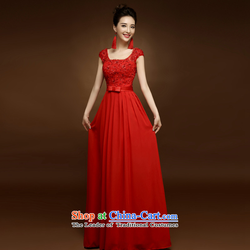 The privilege of serving-leung 2015 new marriages qipao bows long service in summer and autumn red Chinese Dress wedding gown Red?2XL