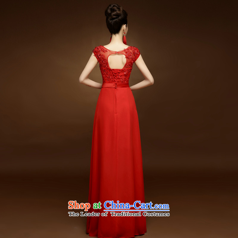 The privilege of serving-leung 2015 new marriages qipao bows long service in summer and autumn red Chinese Dress wedding gown red 2XL, honor services-leung , , , shopping on the Internet