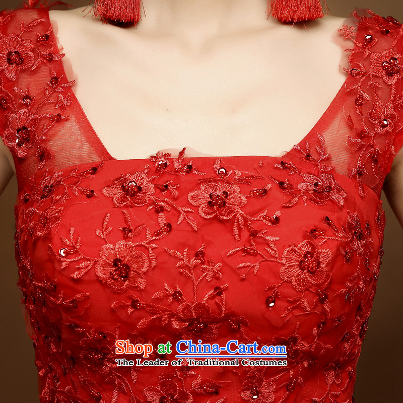 The privilege of serving-leung 2015 new marriages qipao bows long service in summer and autumn red Chinese Dress wedding gown red 2XL, honor services-leung , , , shopping on the Internet