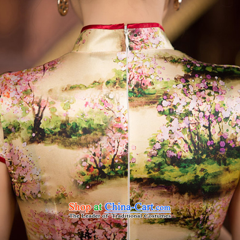 The cheer her floral arrangements silk cheongsam dress 2015 summer short qipao improved retro couture cheongsam dress S2238 SZ M, the cross-sa , , , shopping on the Internet