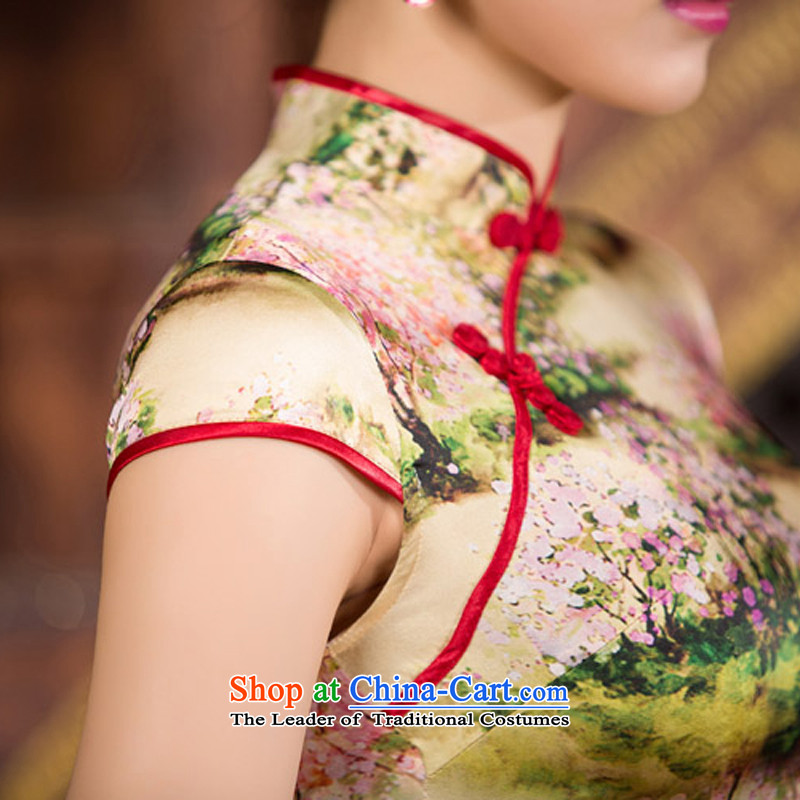 The cheer her floral arrangements silk cheongsam dress 2015 summer short qipao improved retro couture cheongsam dress S2238 SZ M, the cross-sa , , , shopping on the Internet