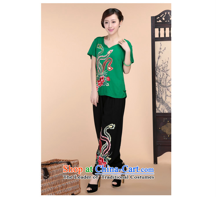 2015 Summer retro Sau San Tong load embroidery Short Sleeve V-Neck short-sleeved T-shirt relaxd casual pants two-piece set pack Black Kit L picture, prices, brand platters! The elections are supplied in the national character of distribution, so action, buy now enjoy more preferential! As soon as possible.