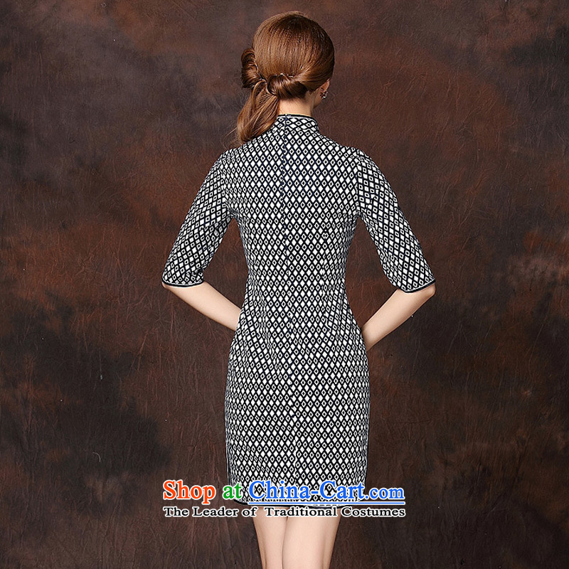 The national air improvement in short-sleeved Stylish retro qipao XWG141005 map color light at the end of L, , , , shopping on the Internet