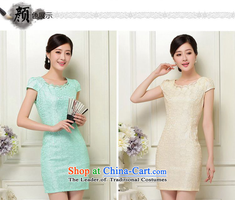 2015 Summer forest narcissus lady on the new improved qipao lace short-sleeved irregular round-neck collar short of Sau San Tong JAYT-37 replacing green qipao L picture, prices, brand platters! The elections are supplied in the national character of distribution, so action, buy now enjoy more preferential! As soon as possible.