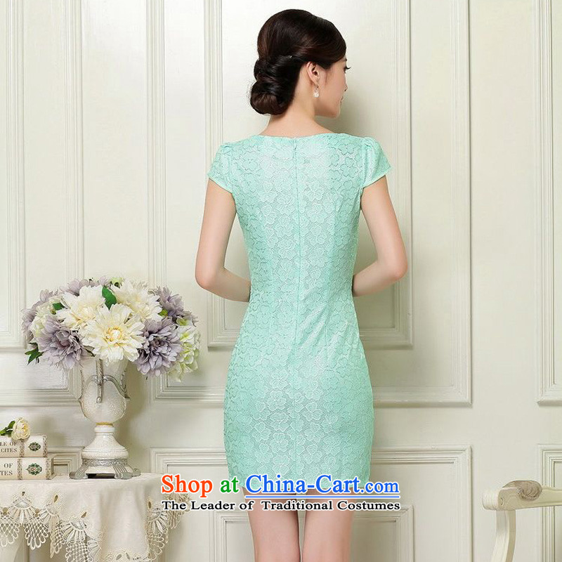2015 Summer forest narcissus lady on the new improved qipao lace short-sleeved irregular round-neck collar short of Sau San Tong JAYT-37 replacing green cheongsam , L, Forest Narcissus (senlinshuixian) , , , shopping on the Internet