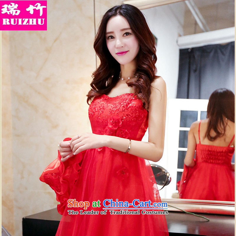 Rui Zhu 2015 spring, summer, autumn and load the new strap and Chest dinner dress sweet skirt Sau San flowers ceramic princess dresses Short Sleeve Jacket shawls small red two kits XL, Rui Zhu (RUIZHU) , , , shopping on the Internet