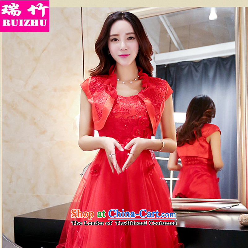 Rui Zhu 2015 spring, summer, autumn and load the new strap and Chest dinner dress sweet skirt Sau San flowers ceramic princess dresses Short Sleeve Jacket shawls small red two kits XL, Rui Zhu (RUIZHU) , , , shopping on the Internet