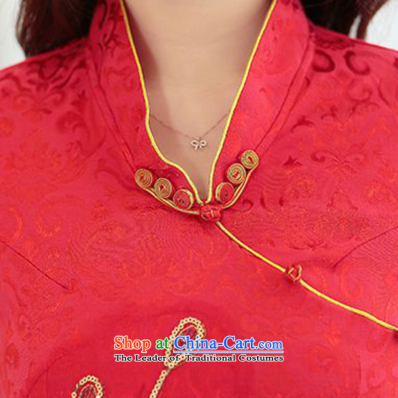 The 2015 summer-jae on new retro improved cheongsam dress peacock ribbed collar snap-in Phnom Penh qipao JAYT-4 Tang dynasty S Tsz ink has been pressed red shopping on the Internet